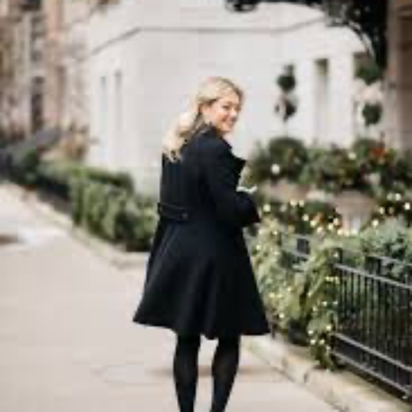 NWOT Large Kate Spade Black Business Casual Wool Blend Pink Lined Coat - Picture 1 of 6